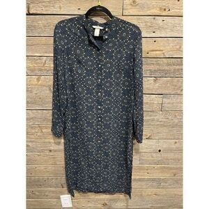 Womens H&M Semi Sheer Button Down Cover Up Duster Shirt Midi‎ Dress Size 6